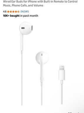Apple White Wired Earbuds with Lightning Connector